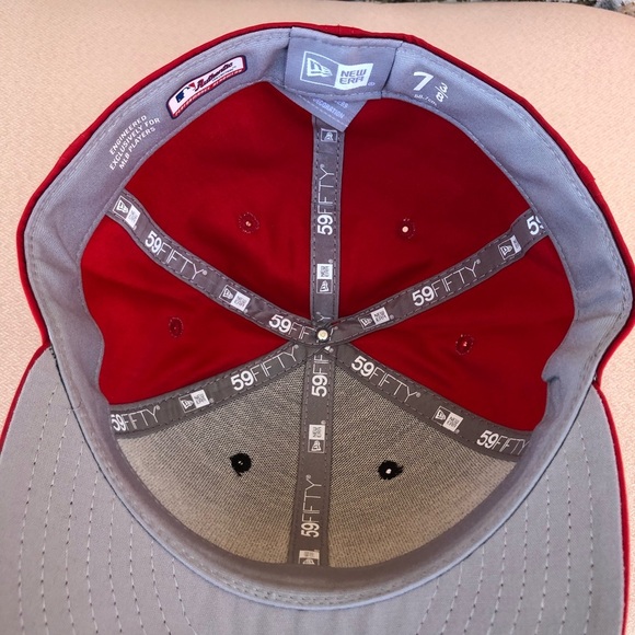 New Era 59fifty Red Black White Cincinnati Red Baseball Fitted Cap Hat 7 3/8 - Picture 10 of 12